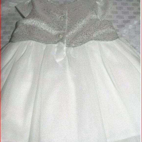 Toddler Formal Dress Girls Sz 6 to9  months White Silver Shimmer by George Girls - Picture 3 of 4